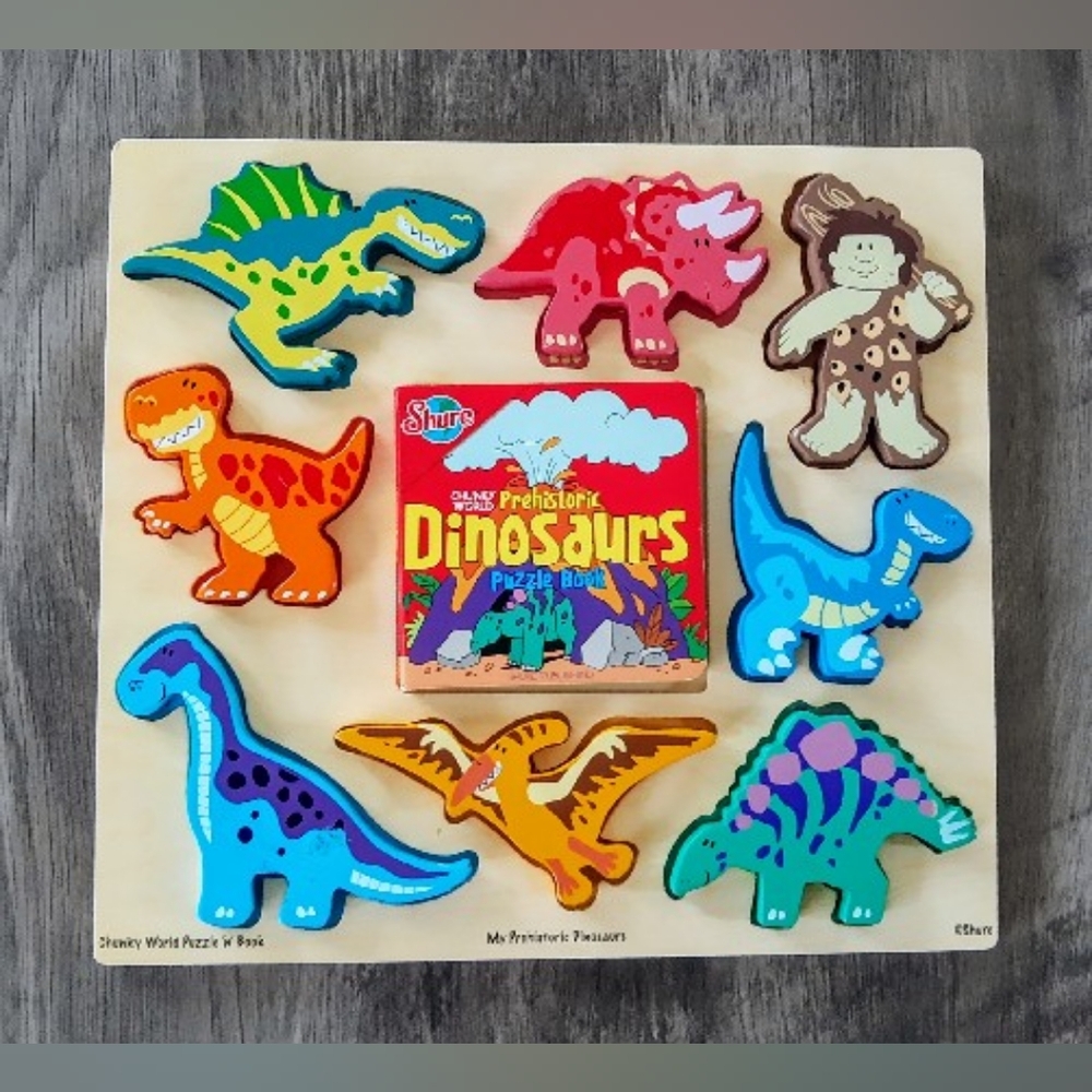 Shure Chunky Wooden Dinosaur Puzzle and Book